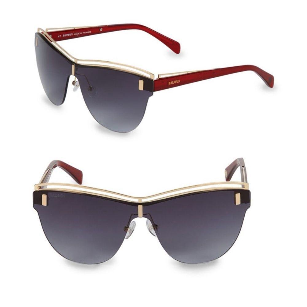 BALMAIN Sunglasses with Red Frames 70MM + Case, NWT - Picture 2 of 15